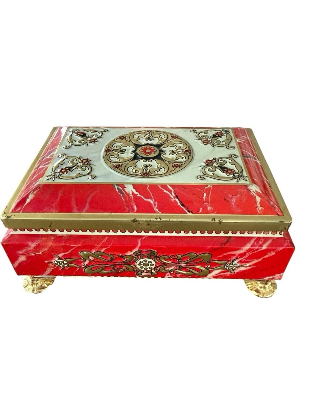 Frick & Nacke Rectangular Footed Tin With Lid Germany